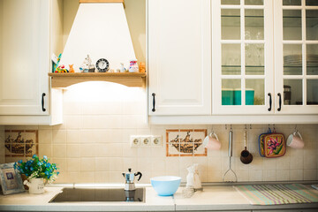 Fototapeta na wymiar the kitchen is country-style white.interior design