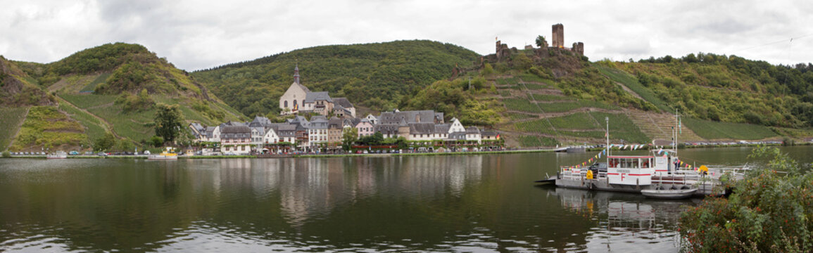 Cochem at the river Moselle Germany Europe. View at the town.