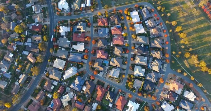 aerial view of a typical Australian suburb