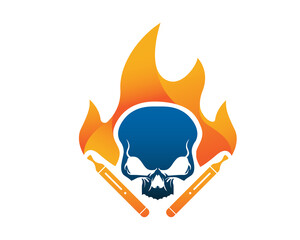 Modern E-Cigarette Vaping Logo Illustration - Flaming Vaping Brotherhood