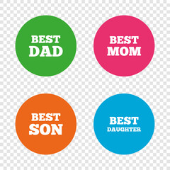 Best mom and dad, son, daughter icons.