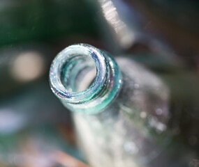 The throat of a glass bottle