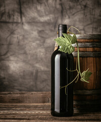 Red wine bottle in the cellar