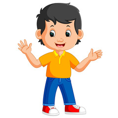 Cute boy cartoon good posing