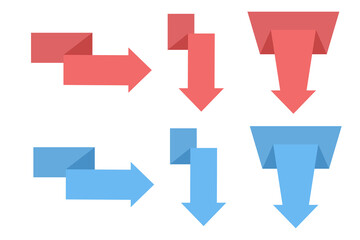 Red and blue folded arrows. Web flat icons