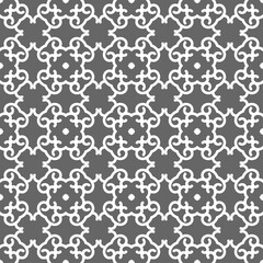 Grey ornamental seamless wallpaper pattern, vector illustration