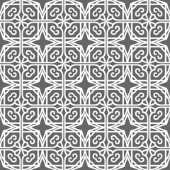 Grey ornamental seamless wallpaper pattern, vector illustration