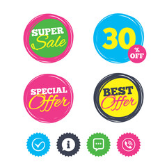 Check or Tick. Phone call and Information sign.