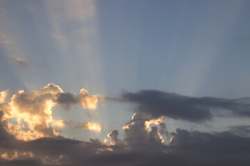 colorful dramatic sky with cloud at sunset