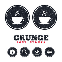Coffee cup sign icon. Hot coffee button.