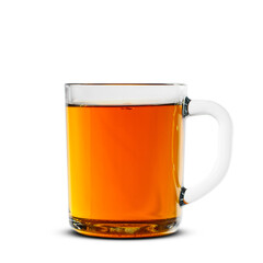 Mug with tea on white background