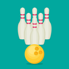 Bowling ball and pins