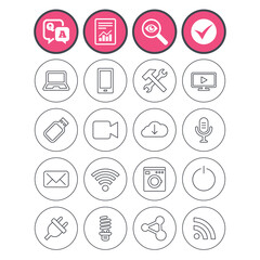 Devices and technologies icons. Usb, wi-fi.