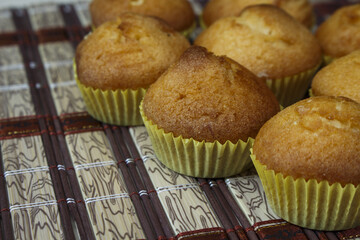 A lot of tasty muffins with banana filling