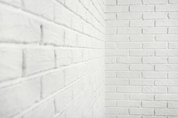 white brick wall with corner, abstract background photo