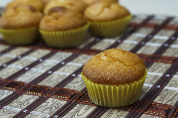 A lot of tasty muffins with banana filling