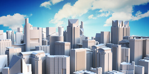 panorama cityscape modern high-rise buildings panorama of the central part of the city 3d rendering © nosorogua