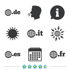 Top-level domains signs. De, It, Es and Fr.