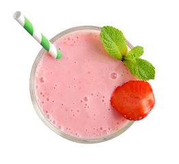 Glass of strawberry milkshake