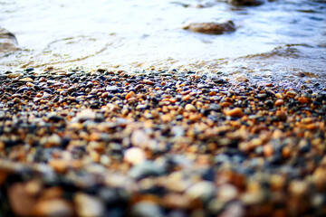 Pebble texture on the river bank