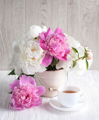 Still life with peonies