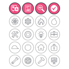 Ventilation, heat and air conditioning icons.