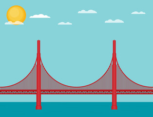 Golden Gate Bridge illustration flat vector.
