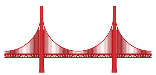 Golden Gate Bridge illustration flat vector.