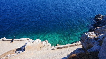 Photo of picturesque island of Hydra on a spring morning, Saronic Gulf, Greece © aerial-drone