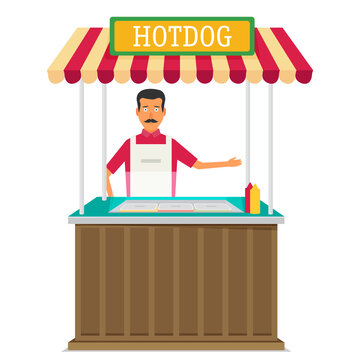 hot-dog seller - vector illustration