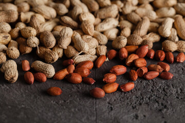 Groundnut peanuts on a dark background
