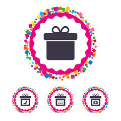 Gift box sign icon. Present symbol.