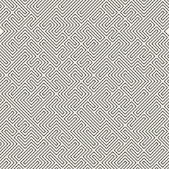 Irregular Maze Line. Abstract Geometric Background Design. Vector Seamless Black and White Pattern.