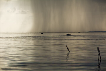 Fishermen Boat Sunset Lagoon