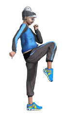 3D Rendering Senior Woman on White