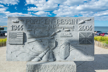 Tablet of D-Day in Port-en-Bessin-Huppain, Normandy