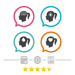 Head with brain icon.Female woman symbols.