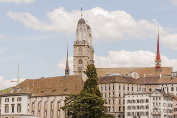 Zürich, Stadt, Altstadt, Grossmünster, Kirche, Wasserkirche, Limmat, Limmatquai, Hechtplatz,...
