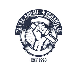 Vintage vector mechanic logo label