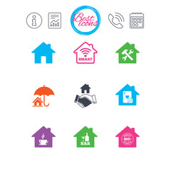 Real estate icons. House insurance sign.