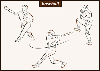 Set of a vector illustration shows a baseball player. Sport. Baseball - 157515444