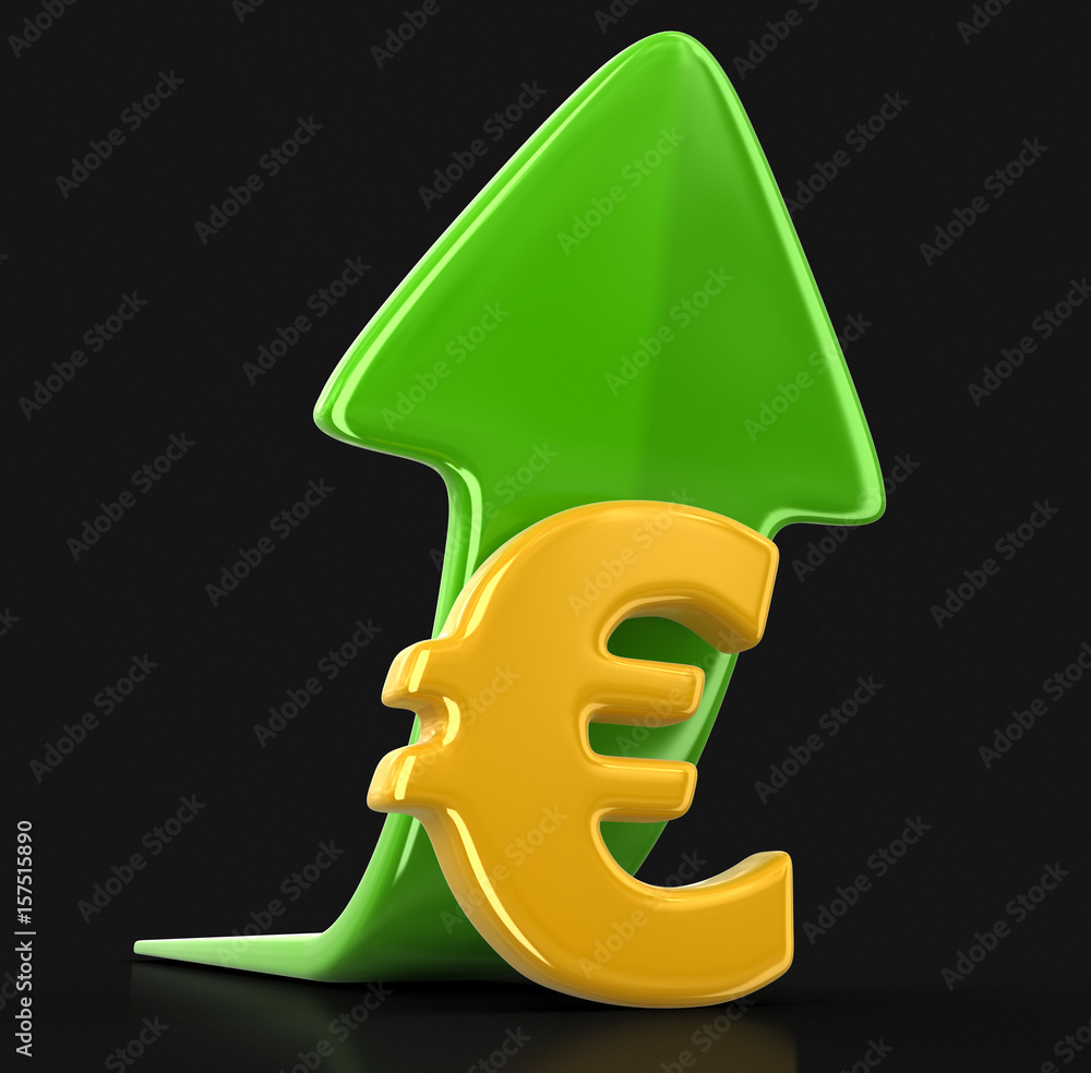 Poster euro sign and arrow up. image with clipping path