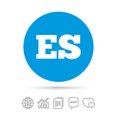 Spanish language sign icon. ES translation.