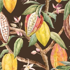 Printed kitchen splashbacks Watercolor fruits Watercolor cacao pattern