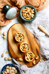 Assorted nuts with honey topping