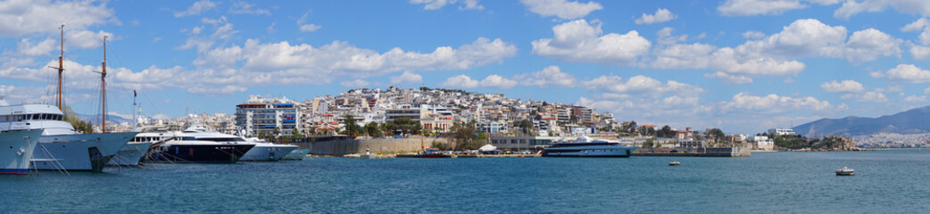 Fototapeta na wymiar Photo in port of Peiraeus on a spring morning, Attica, Greece