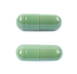 Single softgel capsule pill isolated