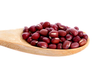 fresh red beans in spoon  isolate on white background