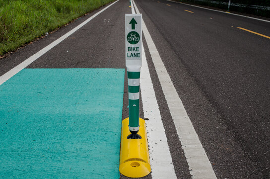 Road signs of bicycle lane in Thailand.