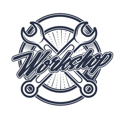 Vintage vector mechanic logo label